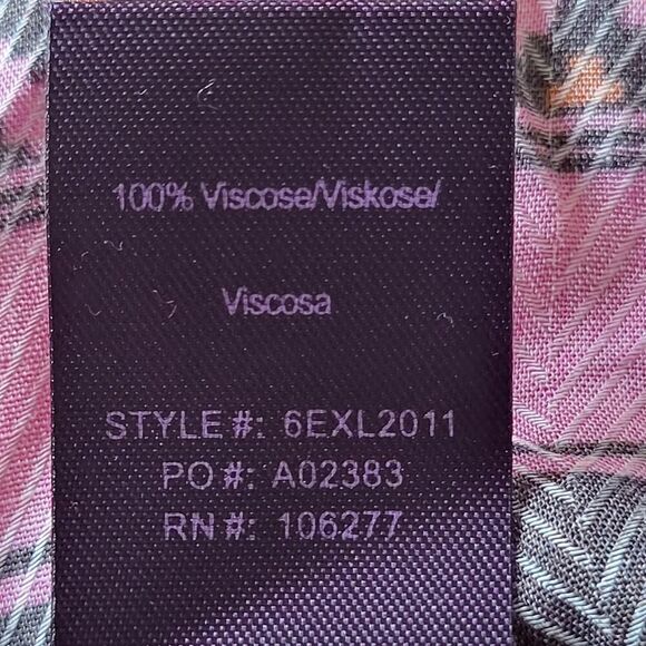 Hale Bob X-Small Multi Color Print All Viscose Blouse Long Sleeves Tie Placard - Picture 15 of 16